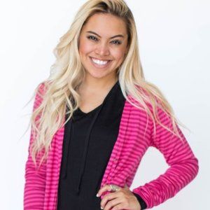 Agnes & Dora Favorite Cardigan Berry & Blush Stripe